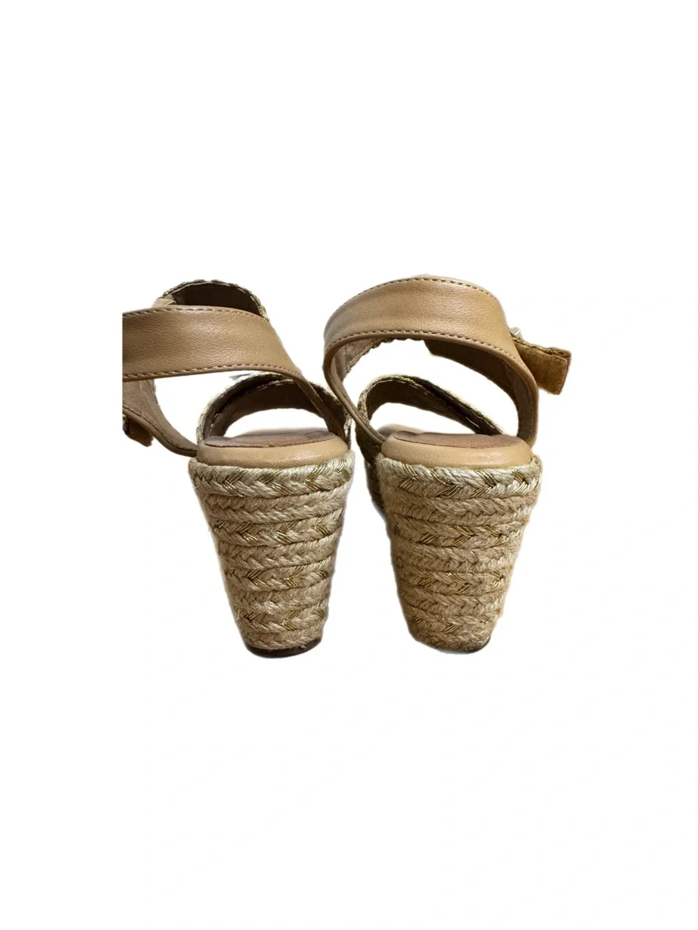 Woven Crisscross Espadrille Wedge Sandals in Natural